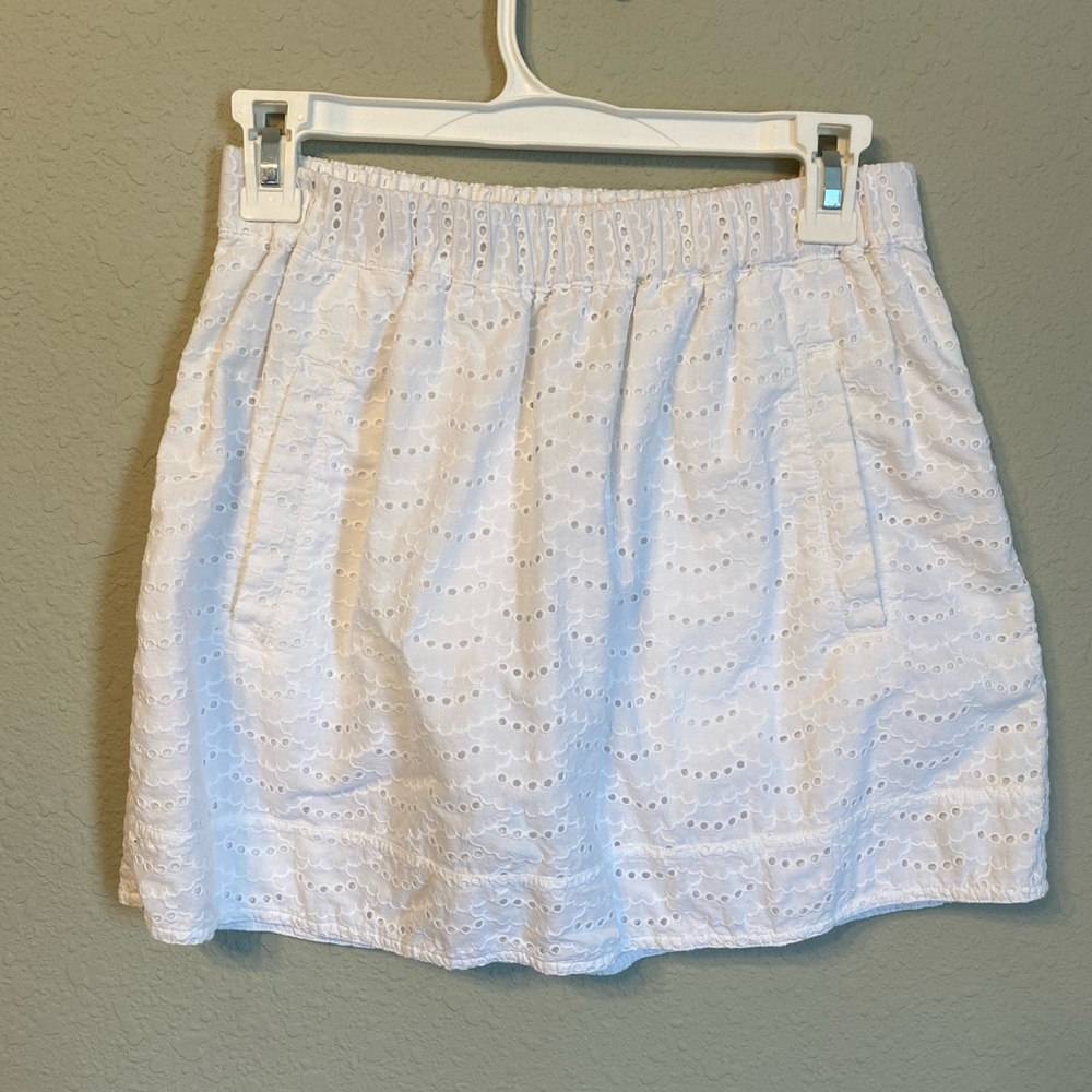 J Crew Eyelet mini skirt with pockets